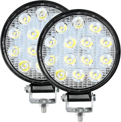 2 piezas de luces LED redondas de 4.5 pulgadas para todo terreno, barra de luz redonda LED de 42W, luz de punto, luz antiniebla, luz de trabajo para