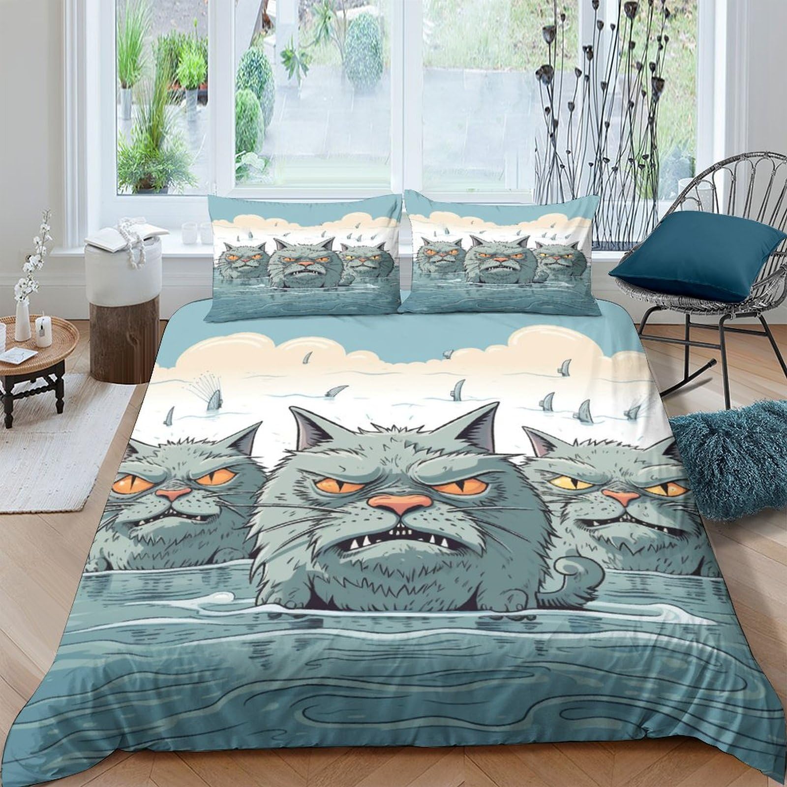 Literie enfants animaux housse couette 220x240cm microfibre respirante douce king