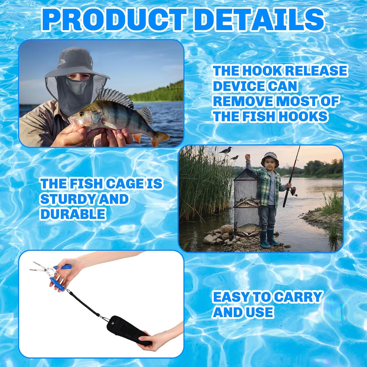 Lasnten 68 Pcs Fishing Tool Kit Fishing Backpack Pliers Kit Gear Equipment Tackle Include Hook Remover Backpack Gloves Towel Keychain Hook Lures Baits Accessories for Men Women Gifts (Gray)