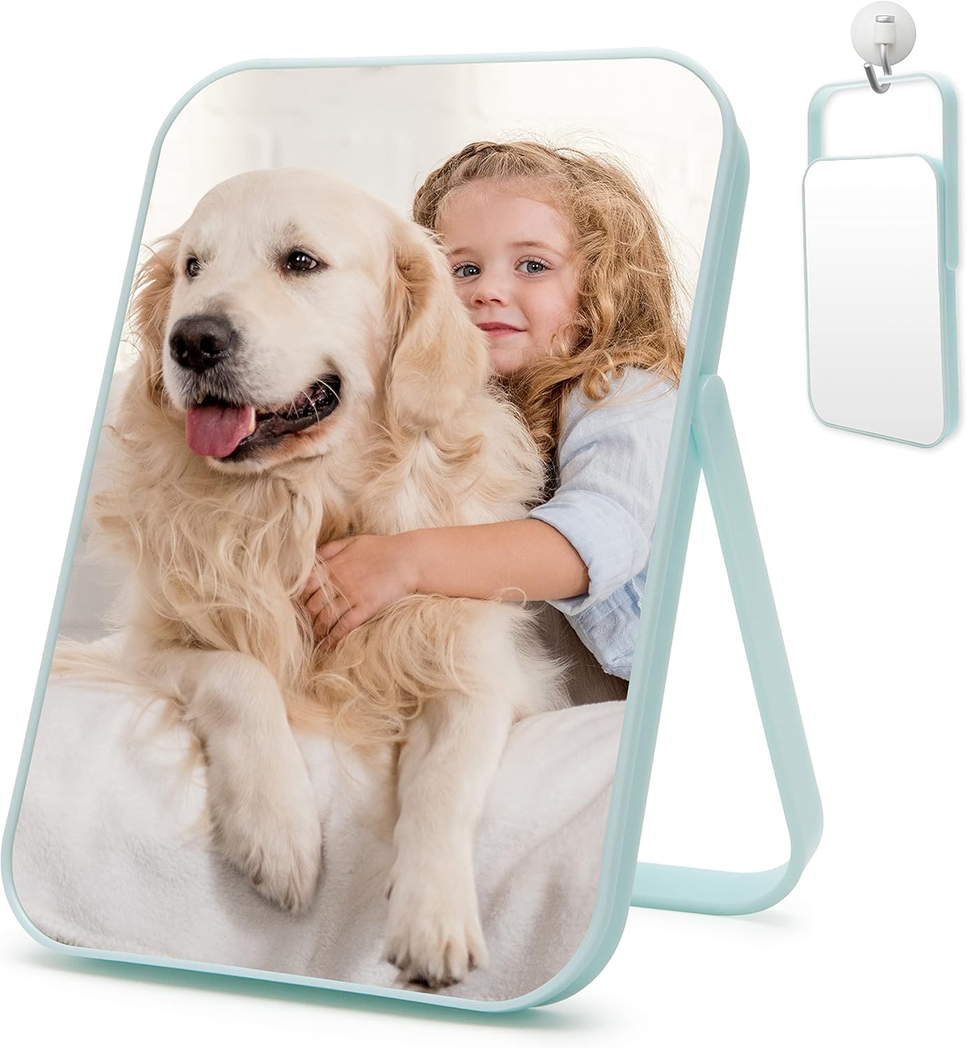 SGUTEN Small Table Top Desk Mirrors for Makeup, Portable Travel Makeup Mirror with Stand, 9.5-inch 180°Adjustable Rotation Foldable Mirror, Small Vanity Wall-Mounted Hanging Mirror for Shaving, White : Everything Else