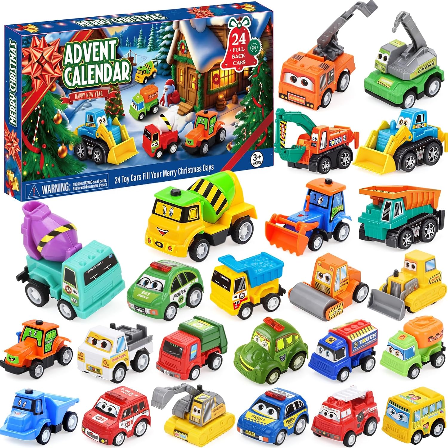 Advent Calendar 2026 Kids Boys, 24 Days Surprises Cars Christmas Countdown