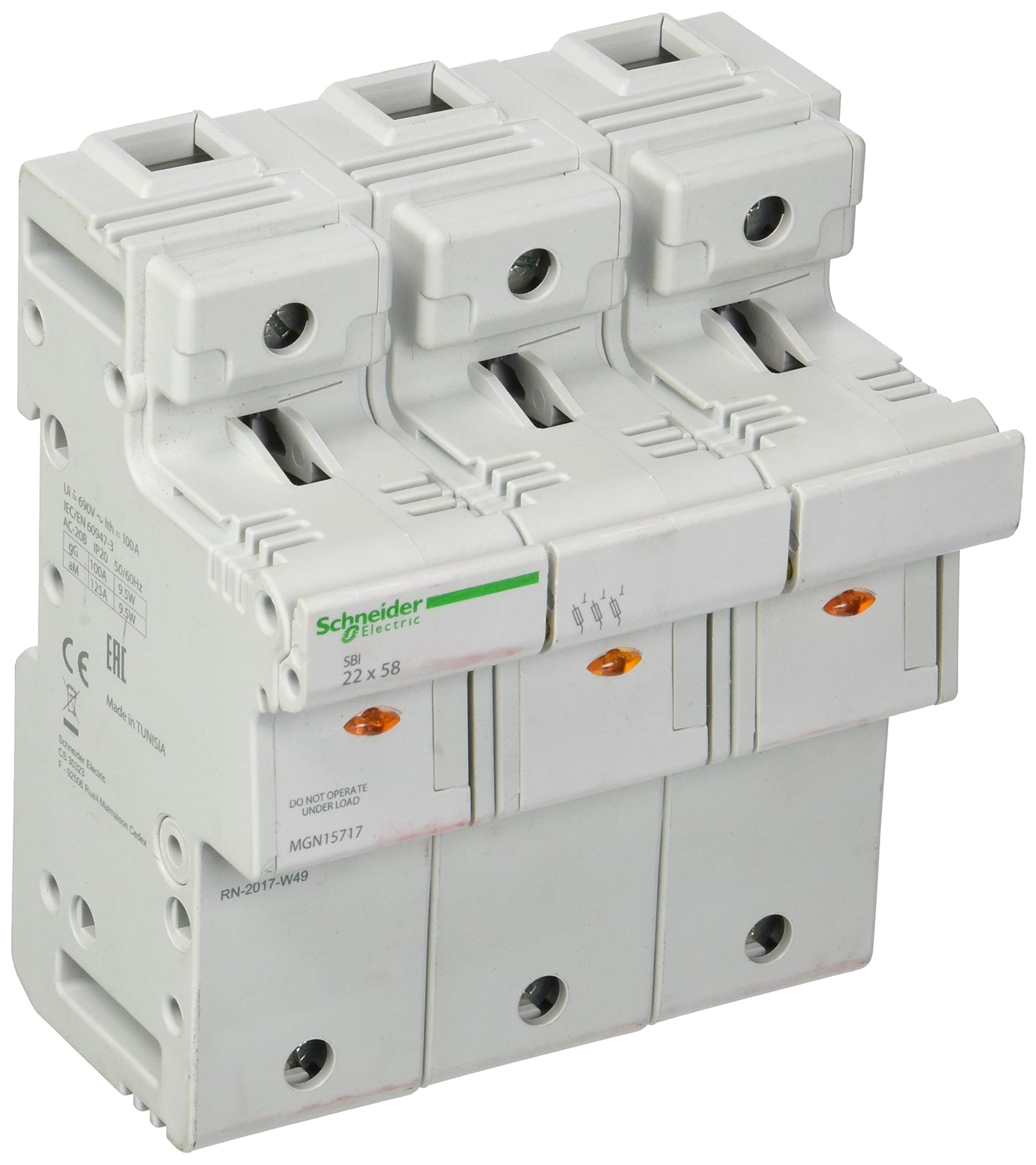 Schneider MGN15717 Sbi 3P porte-fusible 22x58 660V voyant blanc triphasé