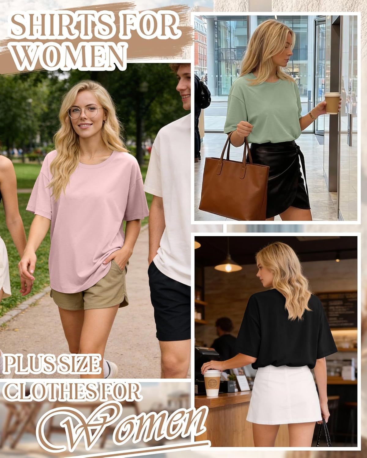 3 Pack Women Oversized T-Shirts Loose Fit Workout Gym Shirts Crewneck Short Sleeve Tops Baggy Casual Basic Tee - Image 4