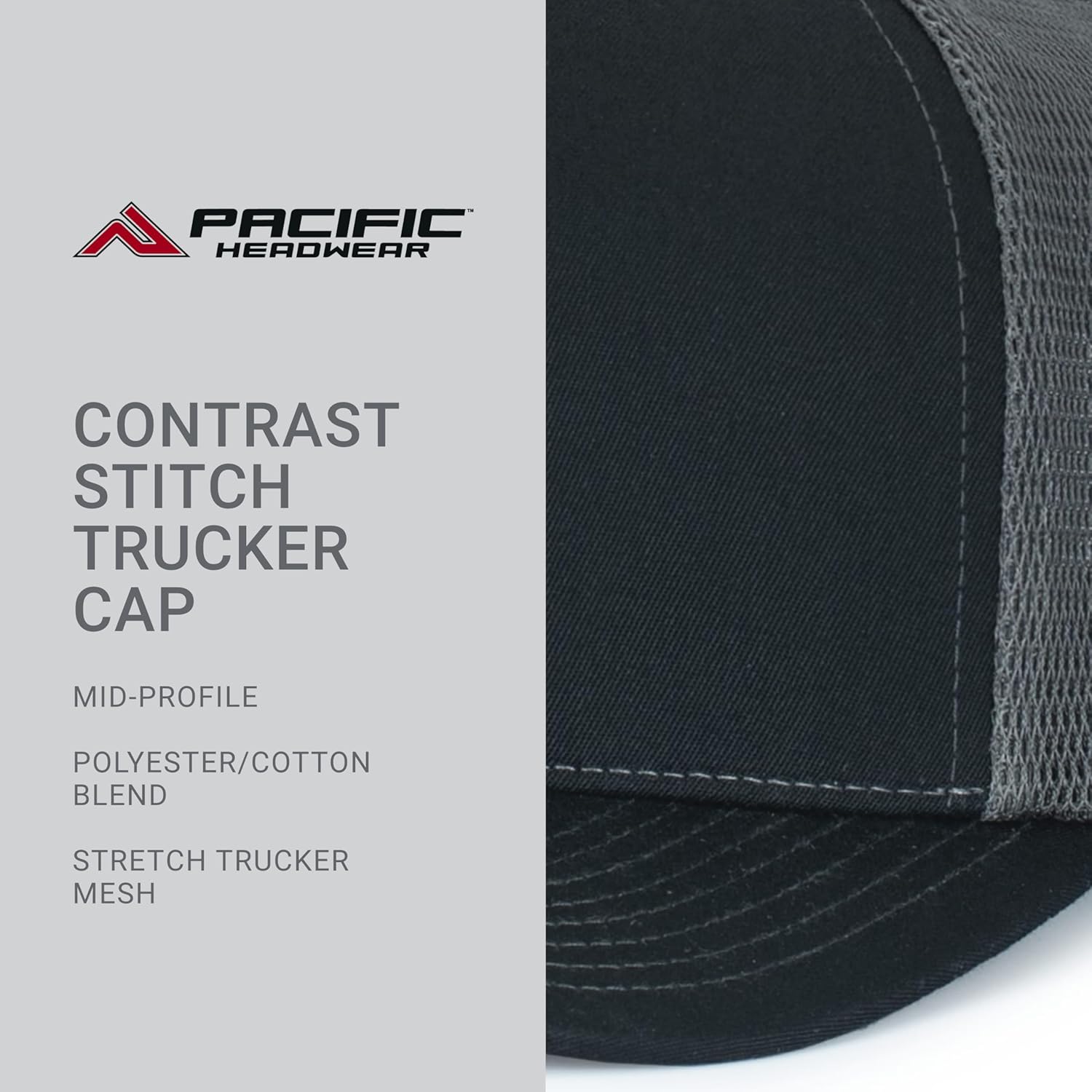 Pacific Headwear Contrast Stitch Trucker Pacflex Snapback Cap - Image 6
