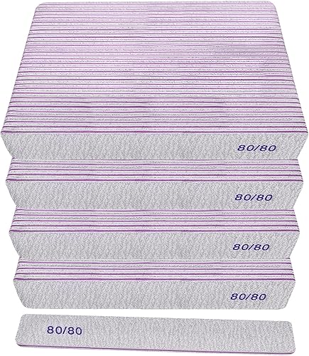 Miniatura 8 de Limas de uñas de grano 8080 (paquete de 24), tableros de esmeril gruesos y pesados para uñas acrílicas y uñas de gel, lima de uñas de doble cara de