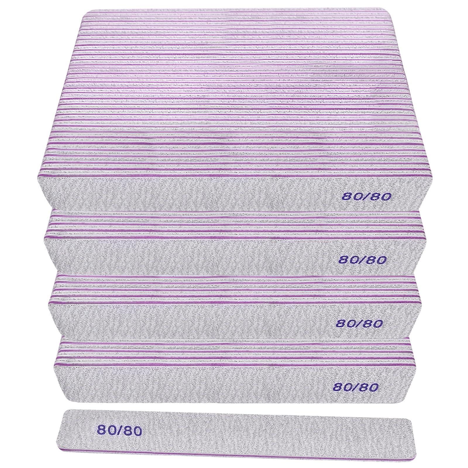 80/80 Grit Nail Files (100 Pack), Heavy Coarse Emery Boards for Acrylic Nails and Gel Nails, 80 Grits Double Sided Nail File Emory Professional Nail