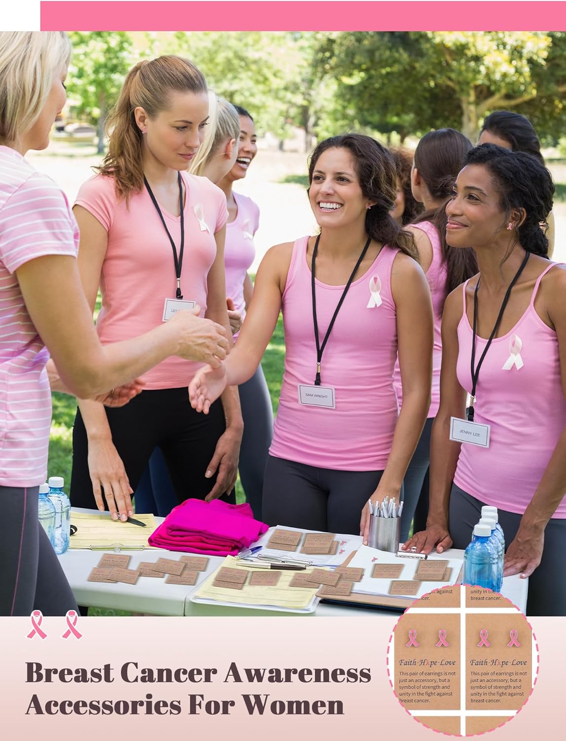 24 Pairs Breast Cancer Awareness Earrings for Women Pink Ribbon Stud Earrings with Motivational Card for Breast Cancer Survivor Jewelry Gifts - Image 6