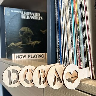 Y-II 29Pcs Wood Vinyl Record Dividers Alphabetical Dividers Vinyl Records A-Z, Premium Wood Record Divider for Albums CD Bookshelf Dividers(Wood color)