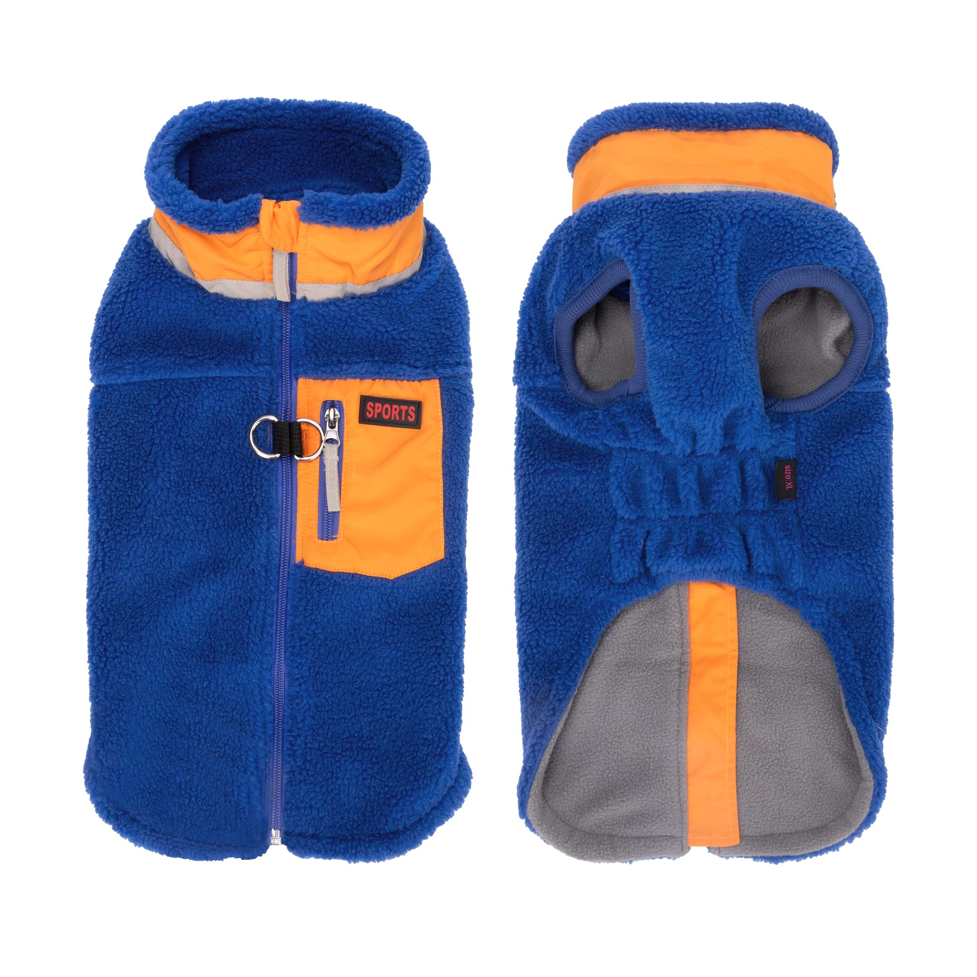 FEimaX Warme Hundemantel Winddichte Haustier Winter Fleece Hundejacke Winterweste mit D-Ring Hundekleidung Welpenjacke für Kleine Mittlere Hunde