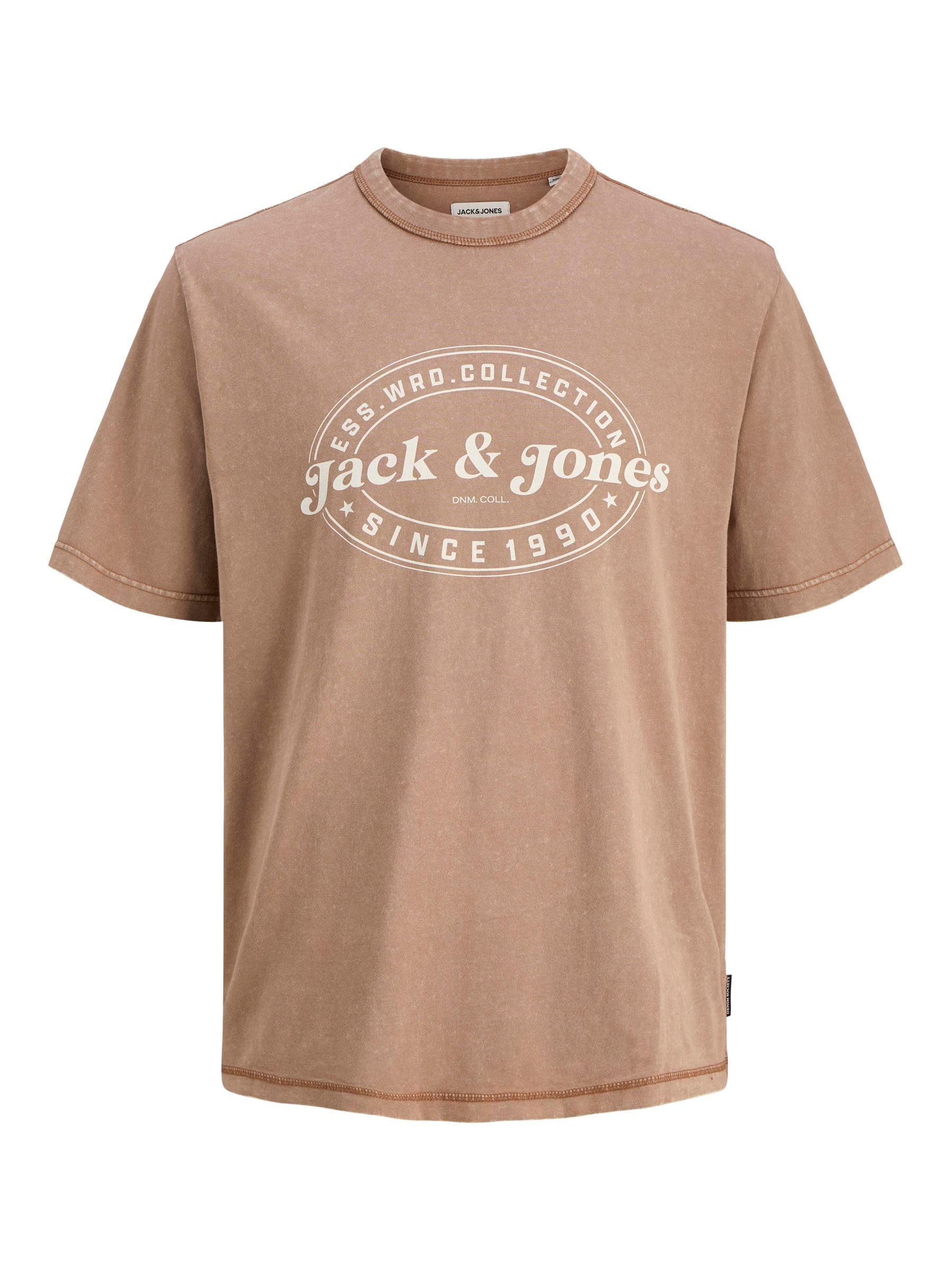 JACK & JONES Jjedover Print Tee SS Crew Neck, Monks Robe, M