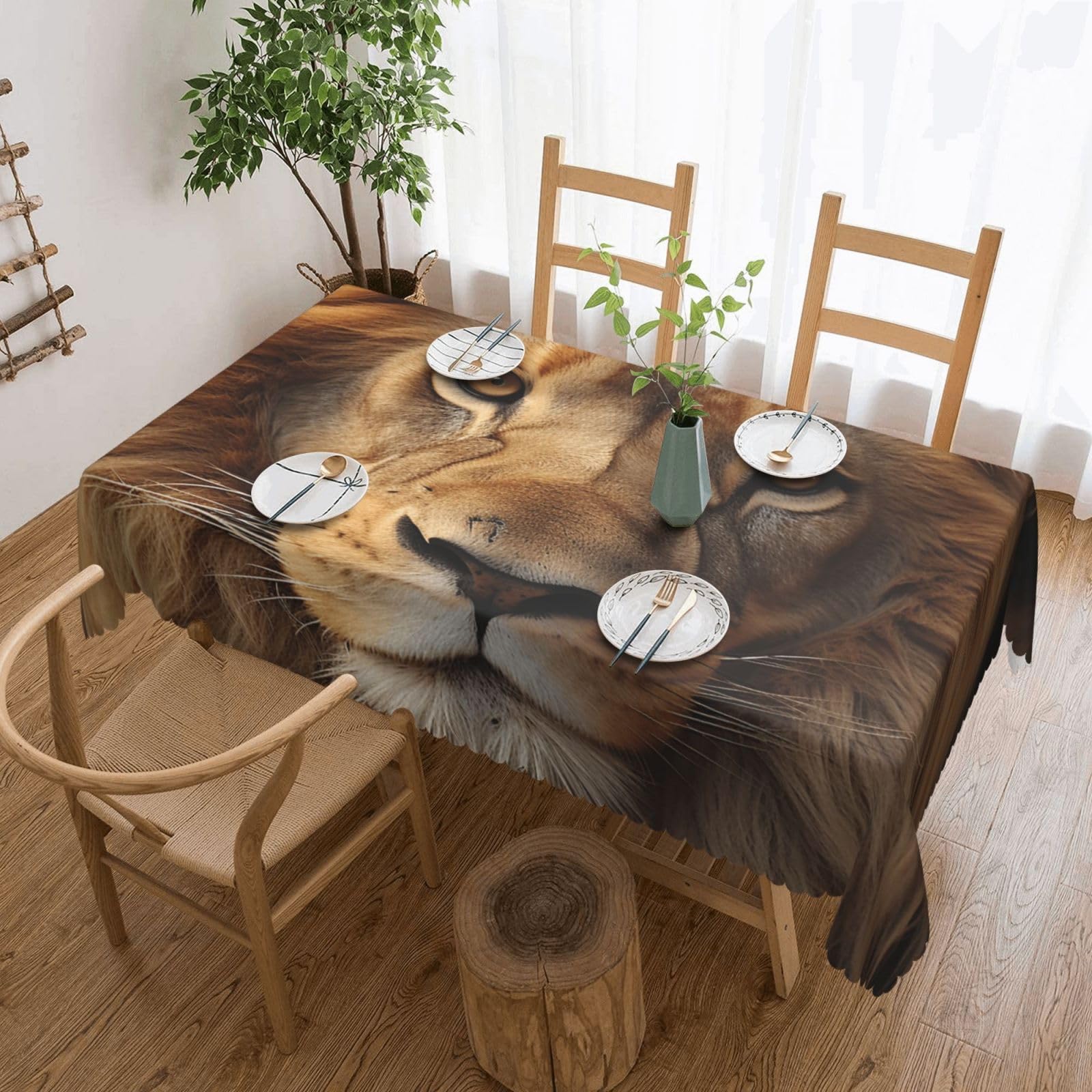 FodPand African Lion Head Tablecloths for Rectangle Tables 54 x 72 Inch - Reusable Washable Dining Table Clothes - Stain and Wrinkle Resistant Decorative Fabric Table Cover for Wedding Party