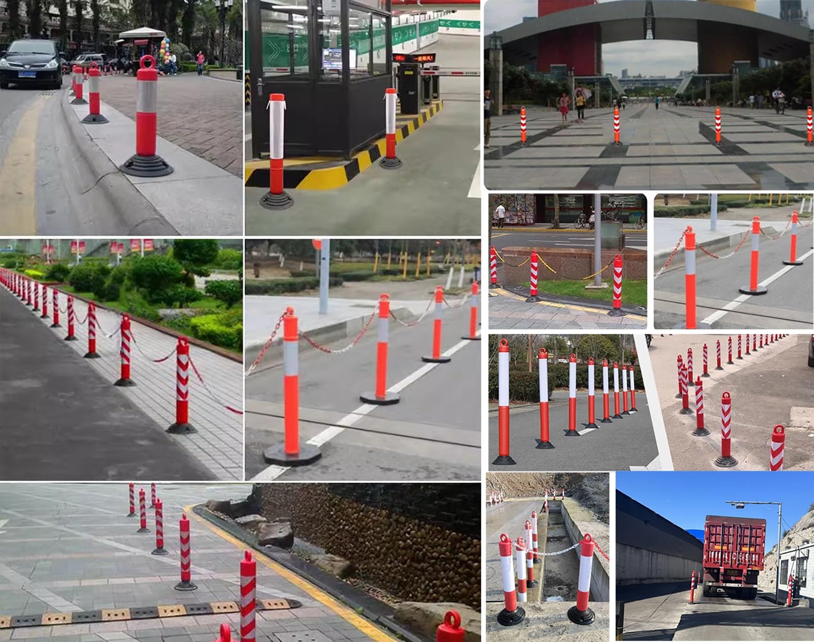 Conos de Seguridad Reflectantes de 80 cm para estacionamiento - Barrera de tráfico Flexible, Poste delimitador de estacionamiento de plástico, bolardo de Control de multitudes, Poste de aisl