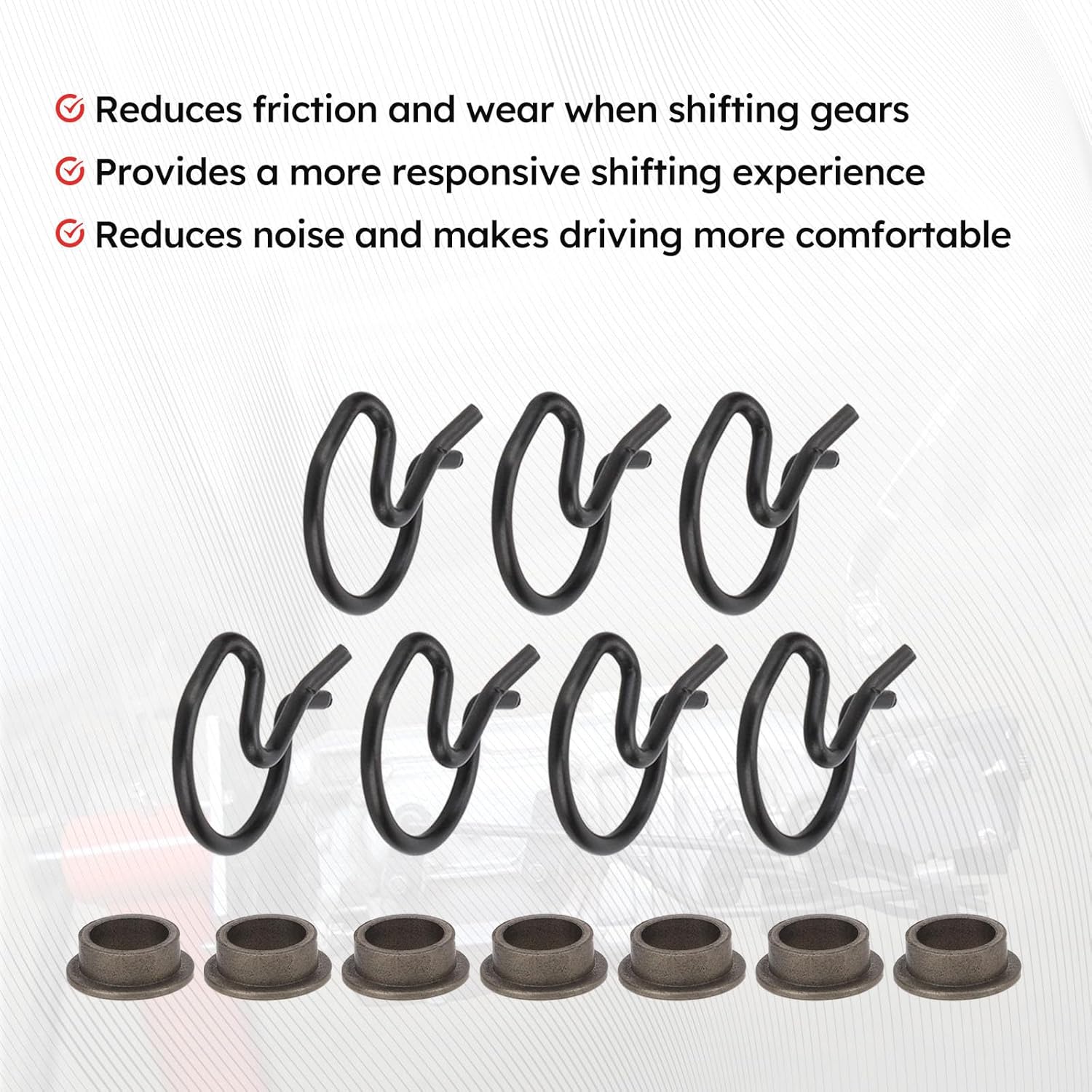 3327302 Manual Transmission Steel Shifter Bushing W/Spring Clips 7PCS Pit Pack Fits Hurst V-Gate 2/Mastershift 3-Speed/Competition Plus 4-Speed shifters (3327302)