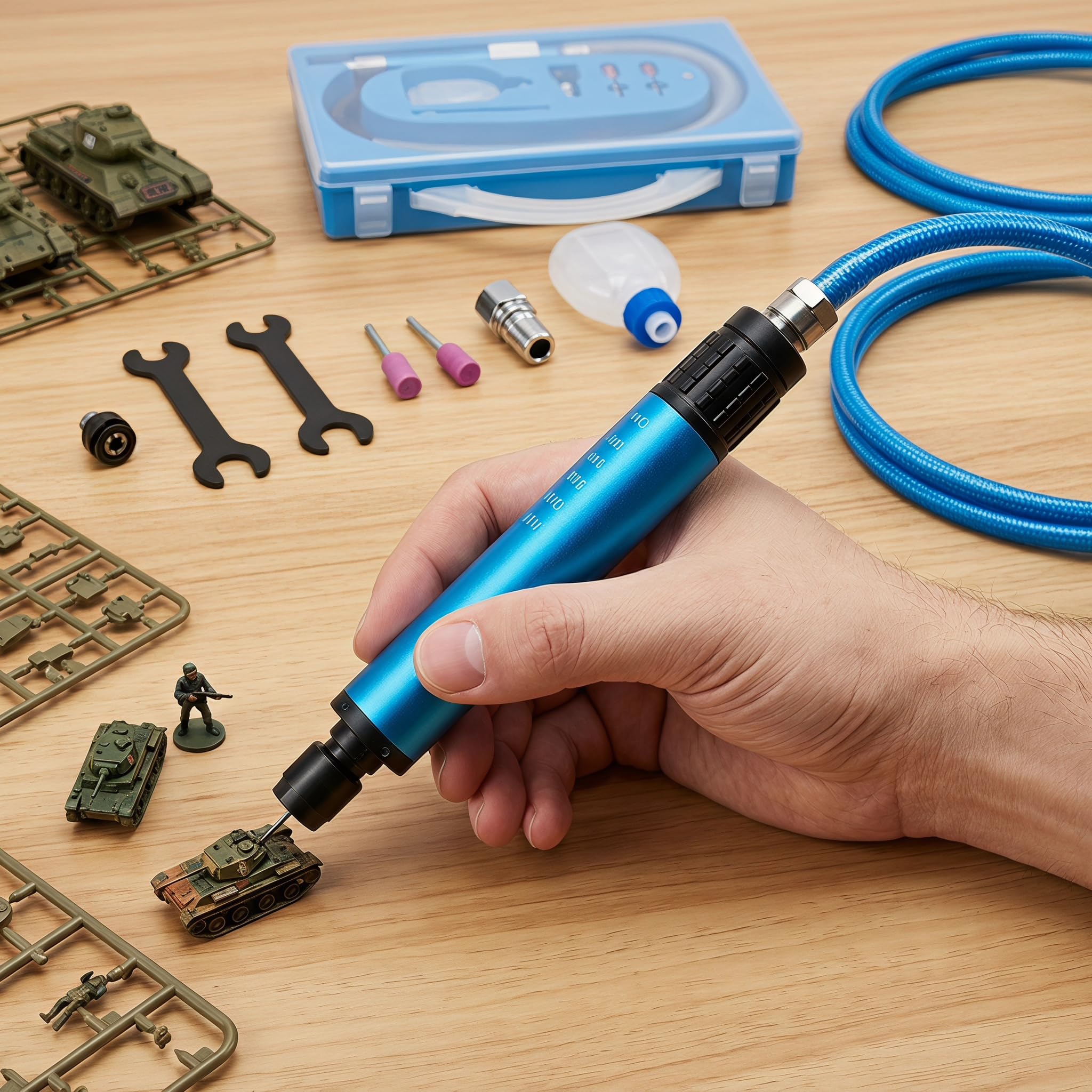Kit smerigliatrice pneumatica, smerigliatrice pneumatica a matita, strumento per incisione per lucidatura, capacità pinza da 1/4"/1/8", rettifica ad alta velocità, comp leggero, per stampo, metallo