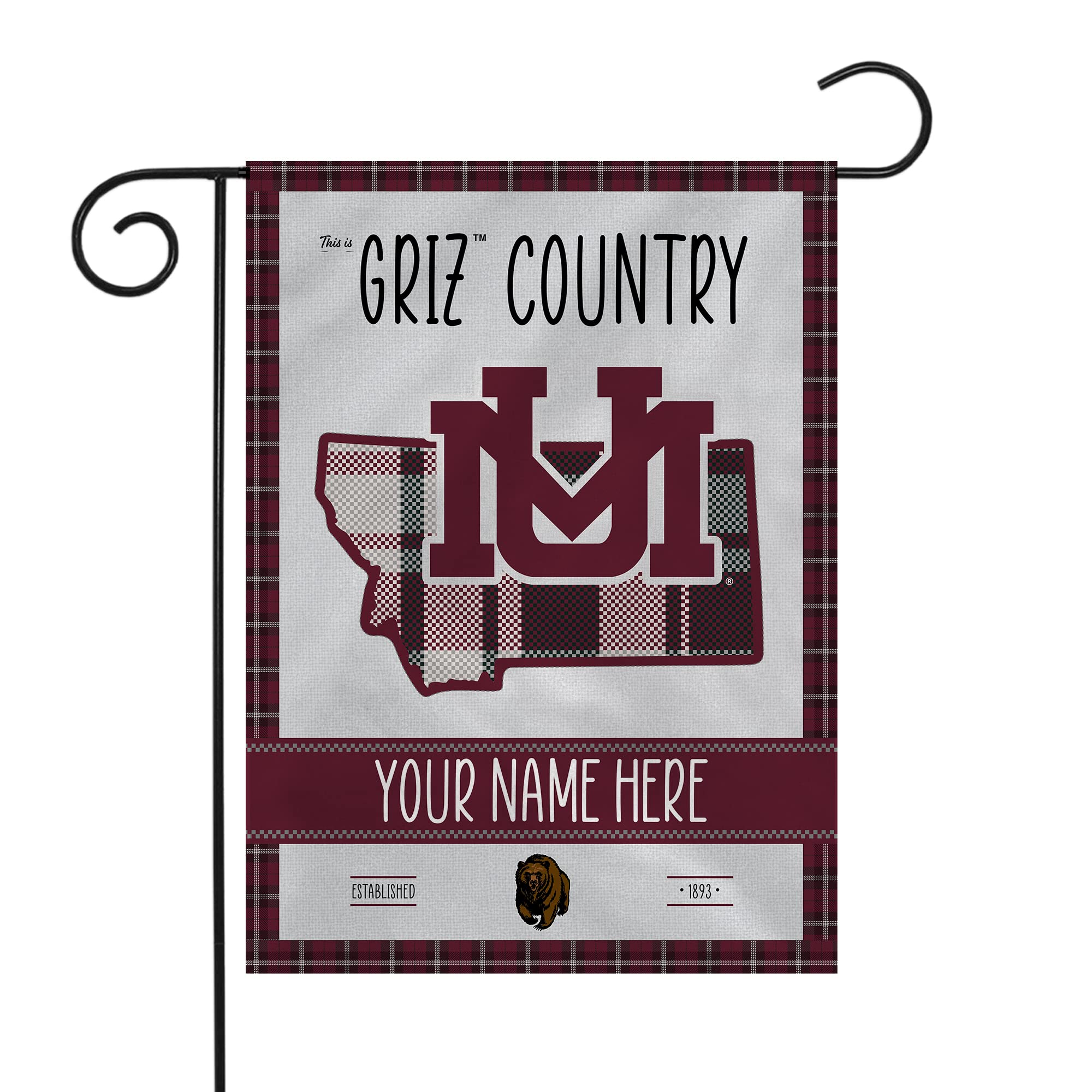 Rico Industries NCAA Country - Plaid Design Personalized Garden Flag