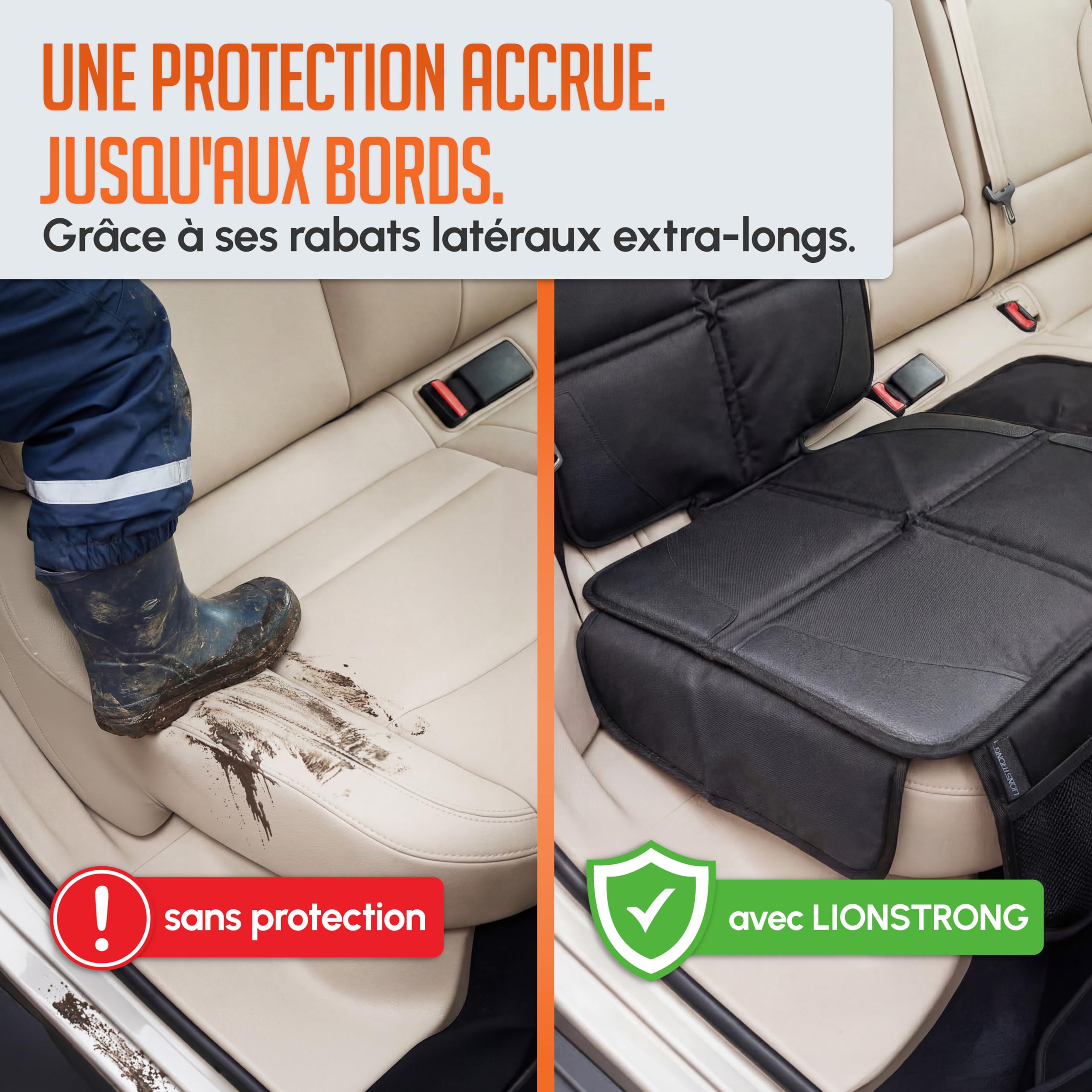 LIONSTRONG - Protection de siège Voiture - pour siège Auto - Protection Siege Arriere Voiture Enfants Haut de Gamme - Compatible ISOFIX - Noir