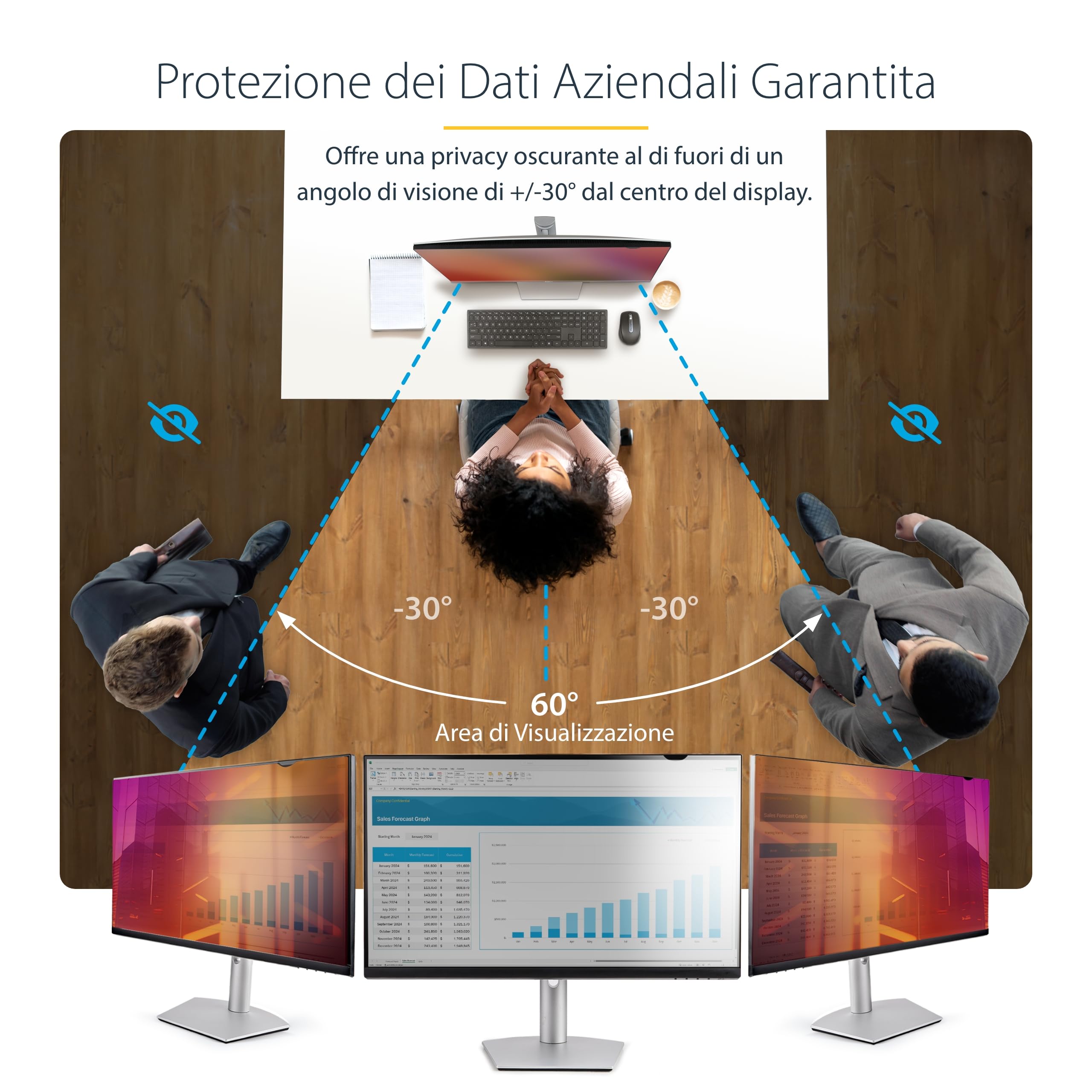 StarTech Filtro Privacy Oro Reversibile Rimovibile per Monitor 24" 16:10 | Protegge i Dati Sensibili, Facile da Installare e Rimuovere