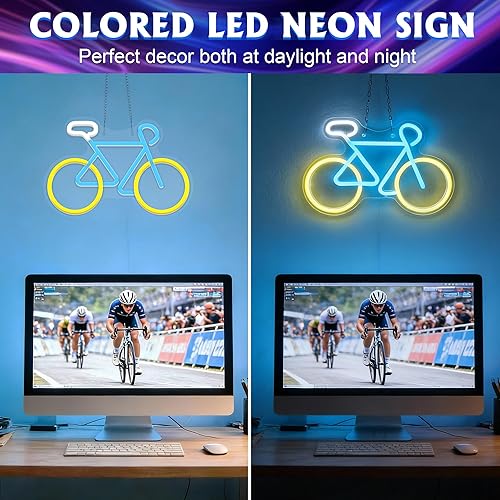 Miniatura 5 de Letreros de neón para bicicleta para decoración de pared, luces de neón para dormitorio, luz de pared de neón adecuada para sala de estar, oficina,