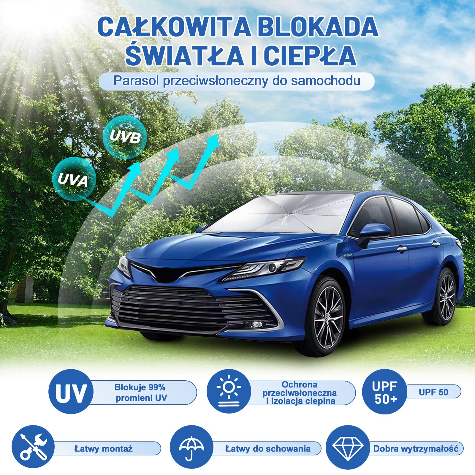 Osłona Przeciwsłoneczna Przednia Szyba Samochodowa, Osłona Przeciwsłoneczna Samochodu, 2025 Najnowsza Osłona Przeciwsłoneczna Przednia Składana, Blokuje Promienie UV