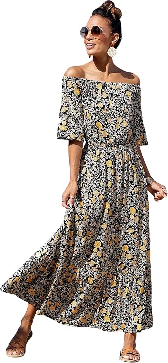 LASCANA Womens Off The Shoulder Floral Dress