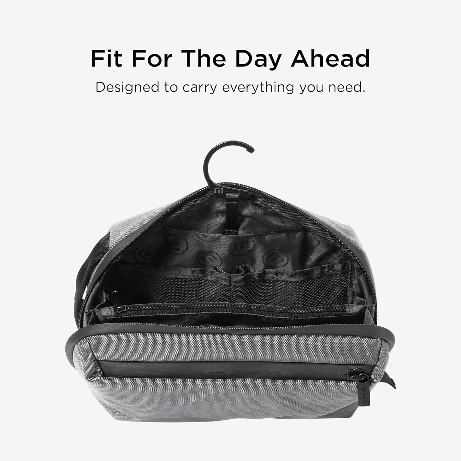 TravisMathew Approach Water-Resistant Travel Toiletry Bag with Hook, Shadow Grey