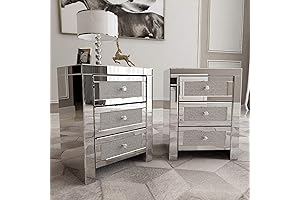 Contemporary Mirror Night Stand Set of 2 for Refined Home Décor