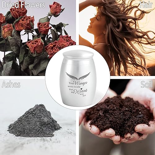 Miniatura 5 de Juego de 2 urnas pequeñas de 2.67 pulgadas para cenizas humanas, mini urnas de alas para cenizas humanas, hombres o mujeres, urnas decorativas de