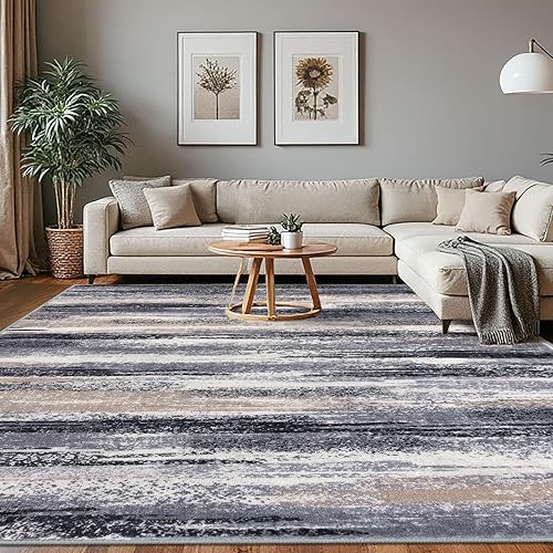 Miniatura 94 de Alfombra moderna abstracta de 2 x 6 pies, alfombra de pasillo lavable gris negro multi para cocina, antideslizante, suave, alfombra delgada de Gris