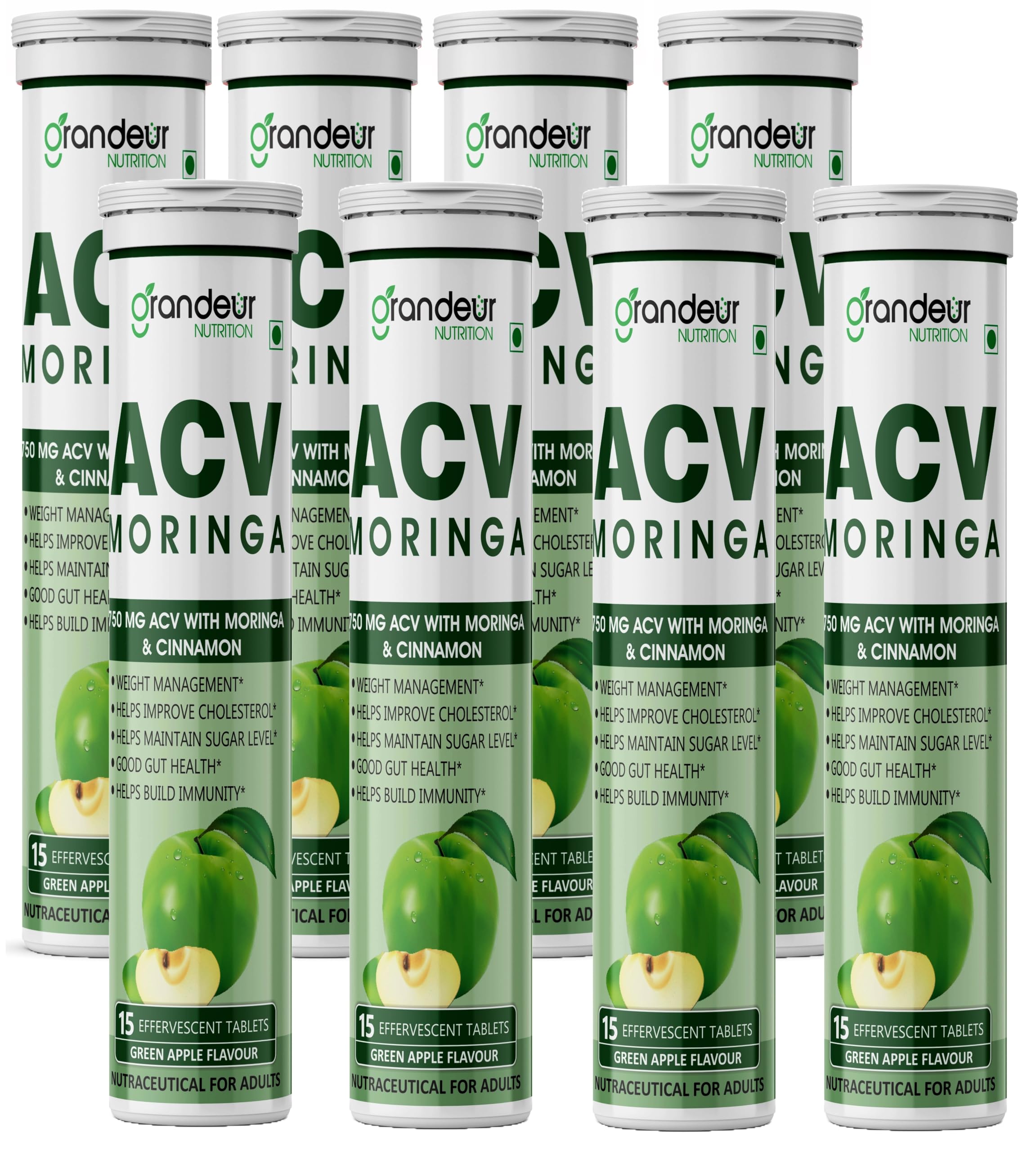 Grandeur ACV Moringa Apple Cider Vinegar Tablets 750mg, Green Apple, 60 tab — Amazon image 28