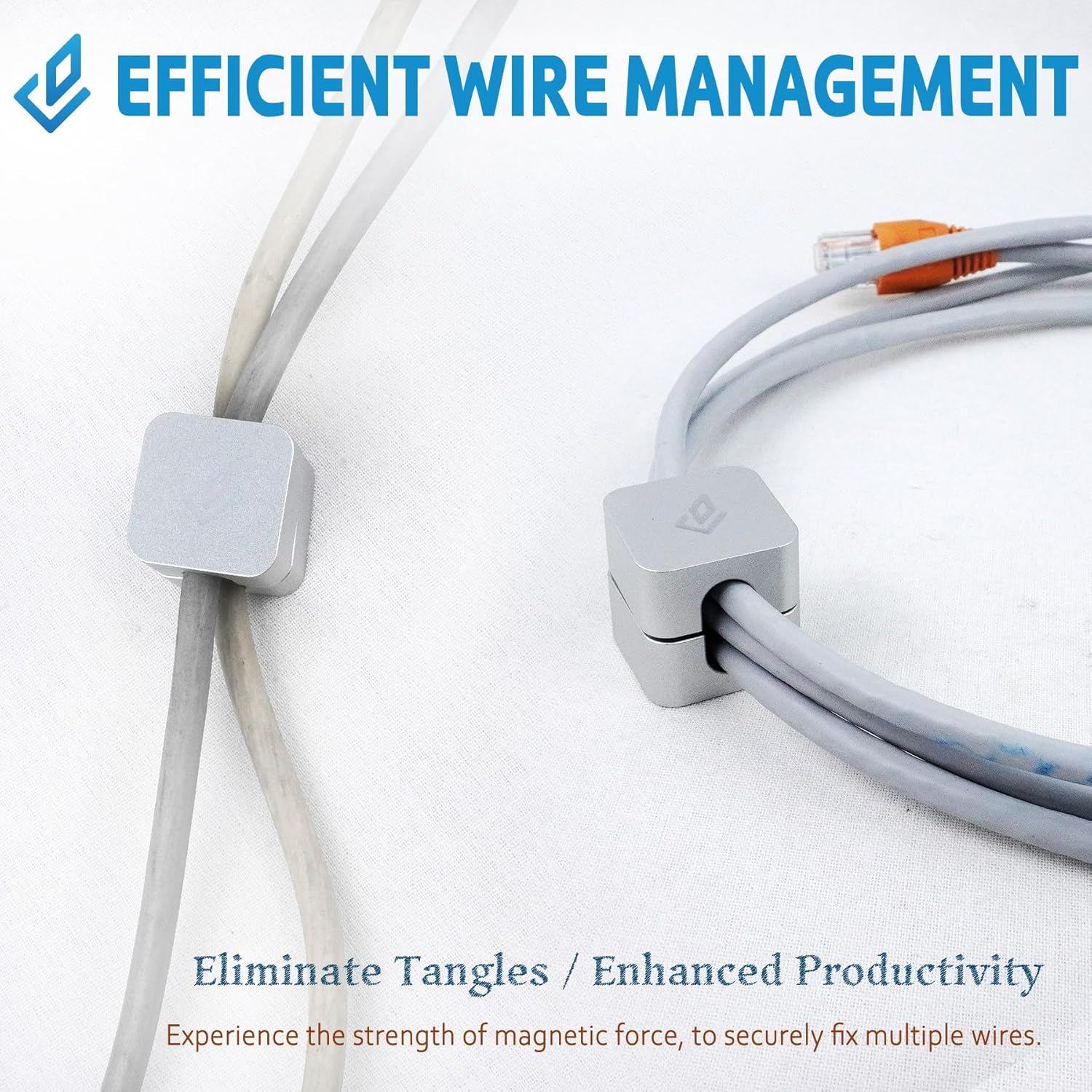 DEZCTOP Magnetic Cable Holder, 3PCS Self-Adhesive Cord Clips Organizer, Multipurpose Cable Management for Home Office Supplies Wire Organizer, Sliver