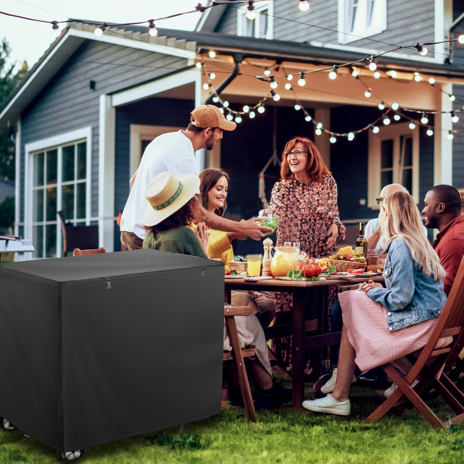 Cuisine d'extérieur Table d'appoint Housse, 100 x 80 x 60 cm Housse imperméable pour table pour chariot de service Chariot de barbecue pour terrasse Four à pizza