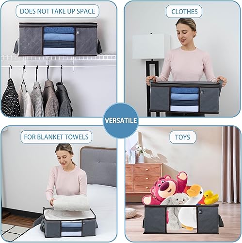 Miniatura 3 de VENO - Organizador de bolsas de almacenamiento extra grande con asa reforzada y plegable con cremallera resistente y tejido grueso para edredones