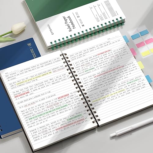 Miniatura 7 de EMSHOI Cuaderno de espiral B5 con rayas universitarias, tamaño grande de 7.48 x 10.15 pulgadas, 300 páginas150 hojas, papel grueso de 3.53 ozm, tapa