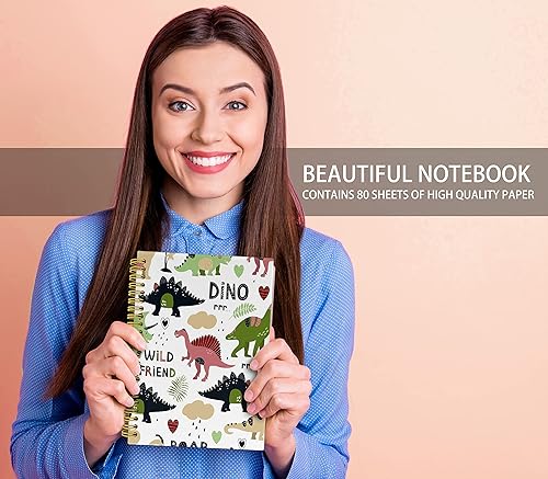 Miniatura 2 de Cuaderno de dinosaurios para niños, cuadernos de dinosaurios en espiral de rayas anchas para niños, cuaderno encuadernado en espiral de 5.5 x 8.3