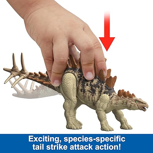 Miniatura 2 de Mattel Jurassic World Strike Attack Tuojiangosaurus - Juguete de dinosaurio con acción de golpe único, articulaciones móviles, figura de acción con
