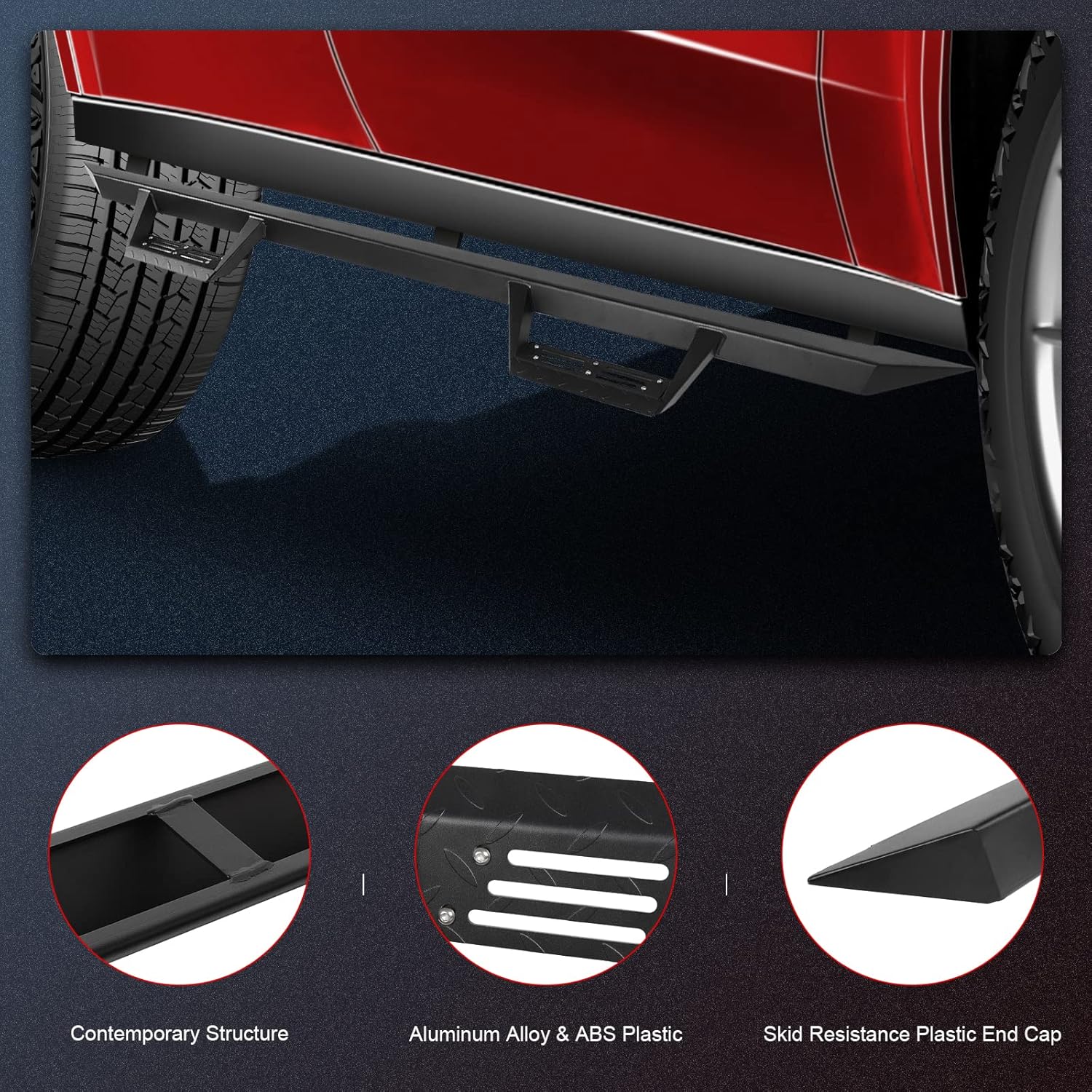 cciyu 2 Pieces Side Step Bars Aluminum Alloy and ABS Plastic Cement Running Board OE Style Nerf Bars for 99-16 for Ford for F-250 / for F-350 SD Crew CAB B Premium