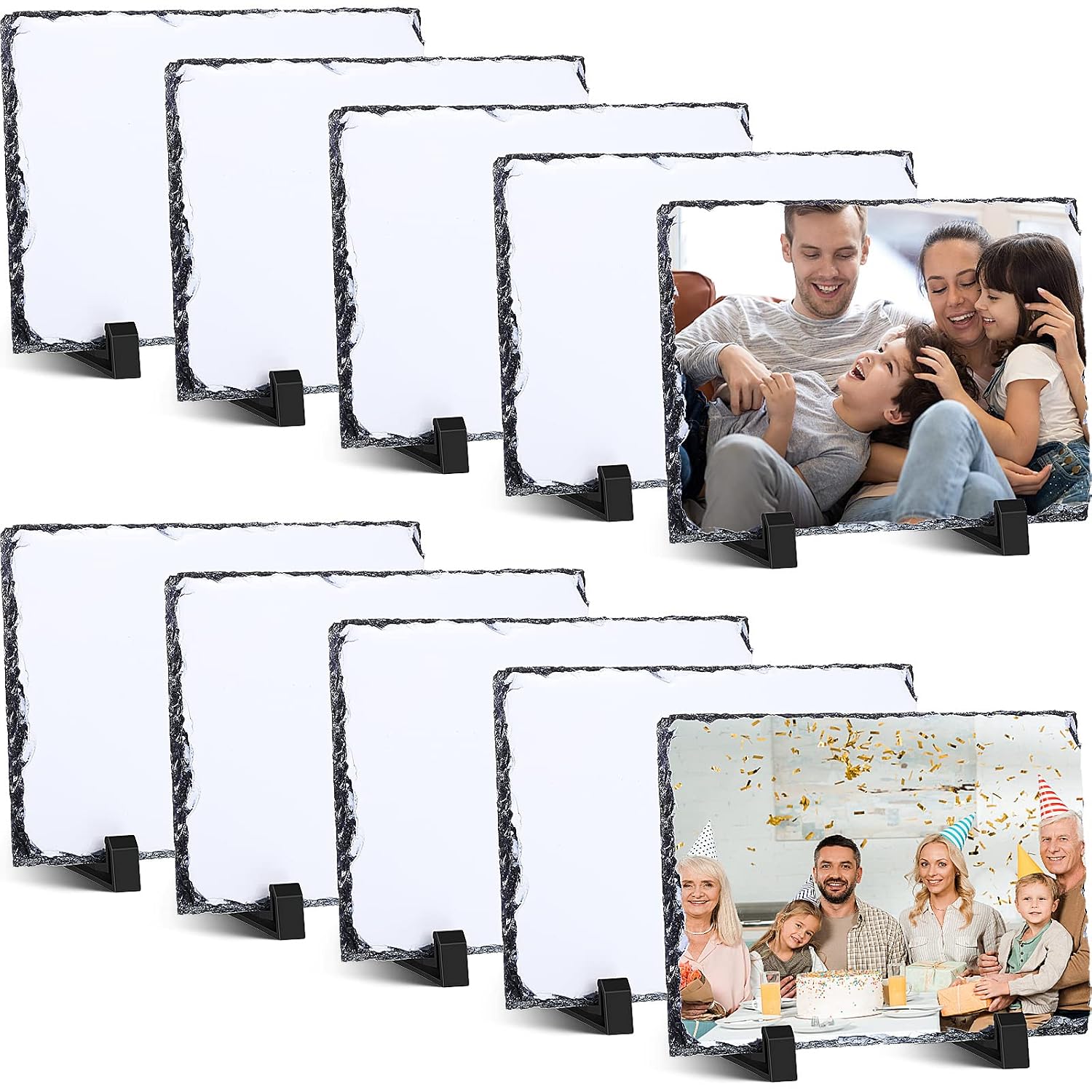10 Pcs Sublimation Blank Rock Slates with Display Stand, 7.9 x 5.9 Inch ...