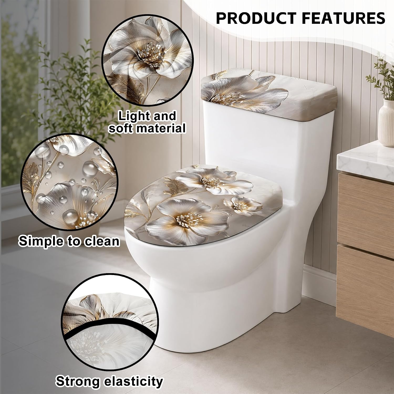 2 Pcs Toilet Lid Cover and Toilet Tank Lid Cover Set