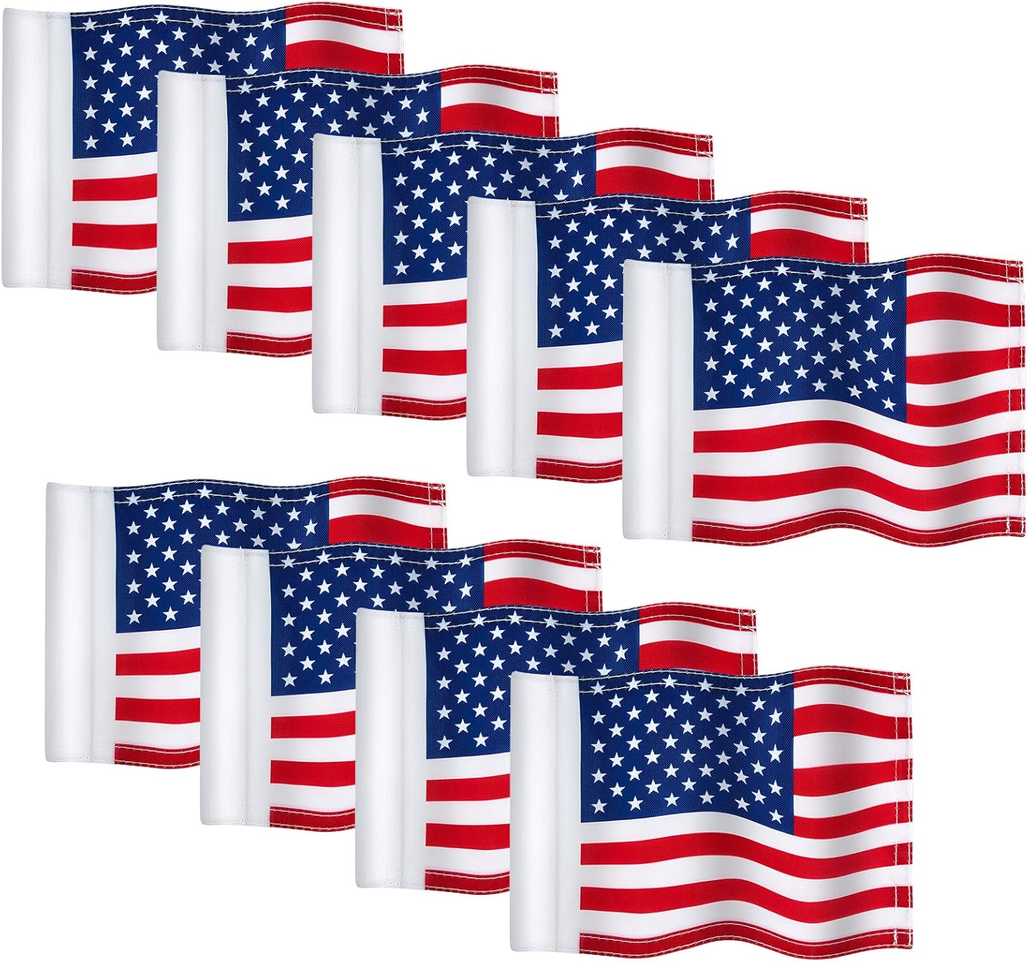 Moukeren 9 Pcs Golf Flag 8 x 6 Inch Putting Green Standard Practice American USA Double Side 420d Nylon for Indoor Outdoor Backyard Veterans Day Patriotic(hole Diameter 0.51)