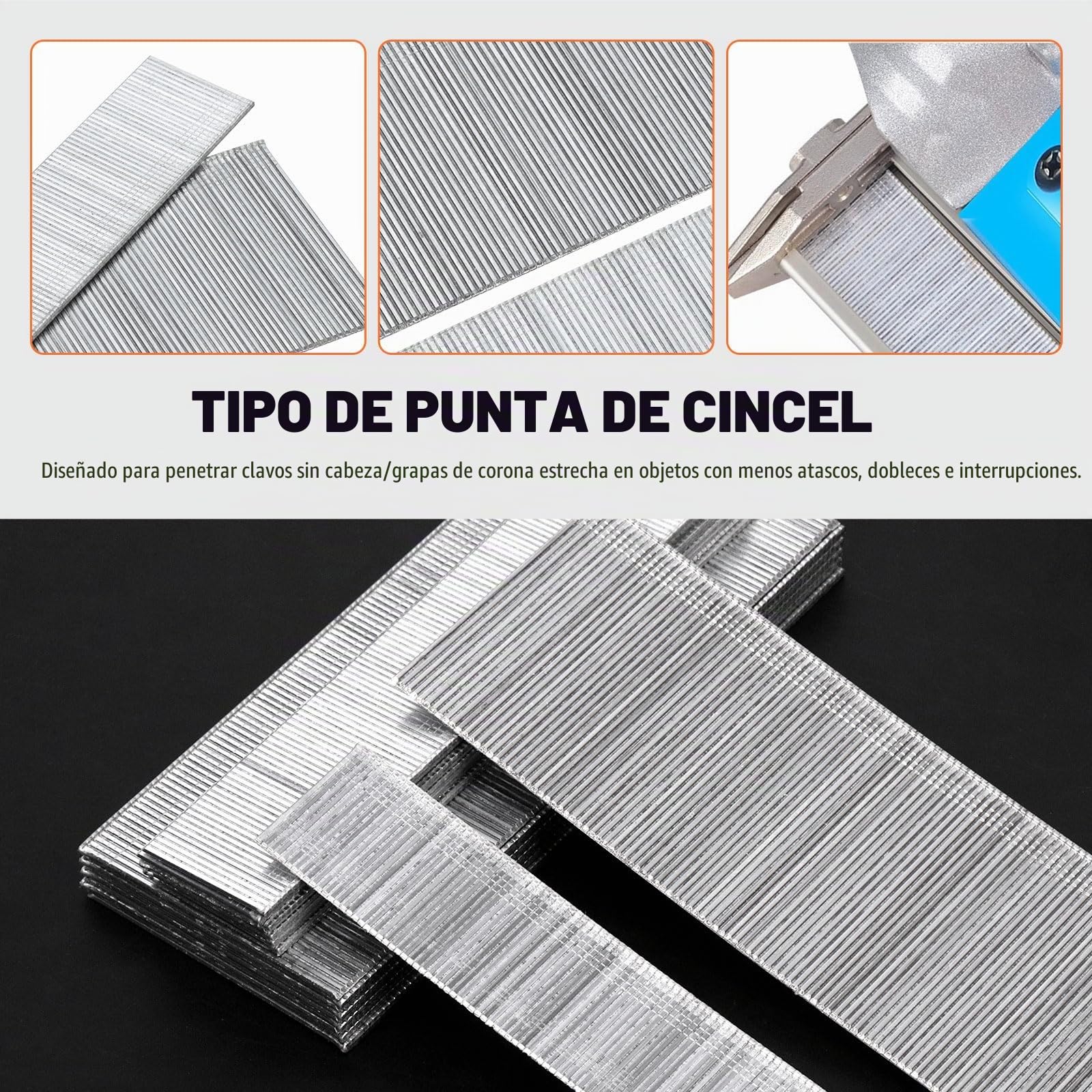 Tanstic 3624 piezas de grapas de corona estrecha de calibre 18 de 1/4 pulgadas con clavos de clavo, 3/4 pulgadas, 1 pulgada, 1-1/4 pulgadas, 1-1/2 pulgadas de acabado galvanizado y clavos de 1 pulgada