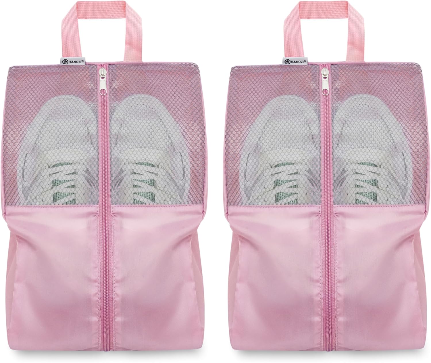 Shoe Bags For Travel, Used As For Storage or Shoe Travel Bag, Featuring Waterproof Nylon Sneaker Bag. (Light Pink, 2 Pack, Medium)