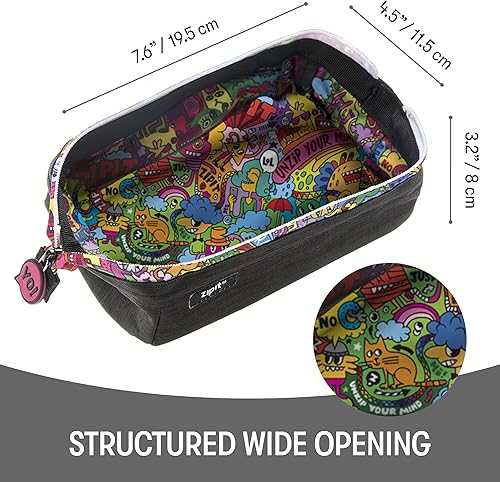Miniatura 2 de ZIPIT Lenny - Estuche para lápices, color negro y garabatos, bolsa con cremallera de gran capacidad de almacenamiento, bolsa de maquillaje, bolsa de