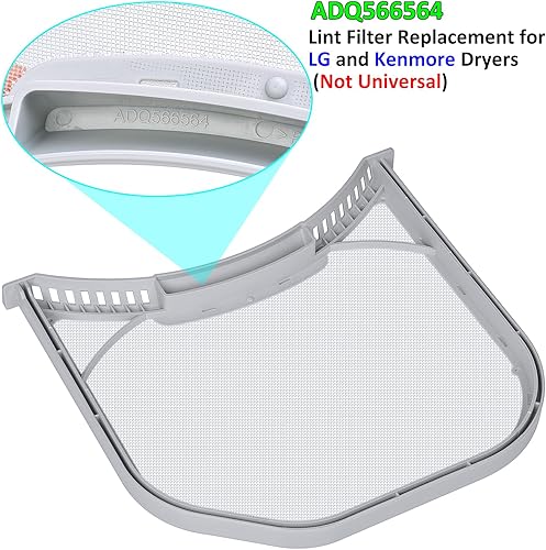 Miniatura 5 de ADQ566564 - Filtro de pelusa de repuesto para secadoras LG y Kenmore, pantalla de pelusa de secadora ultra duradera, borde sin sello de fieltro,