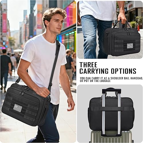 Miniatura 7 de Bolsa táctica para computadora portátil, maletín militar grande de 17.3 pulgadas, bolsa de trabajo para computadora, oficina, para hombres con