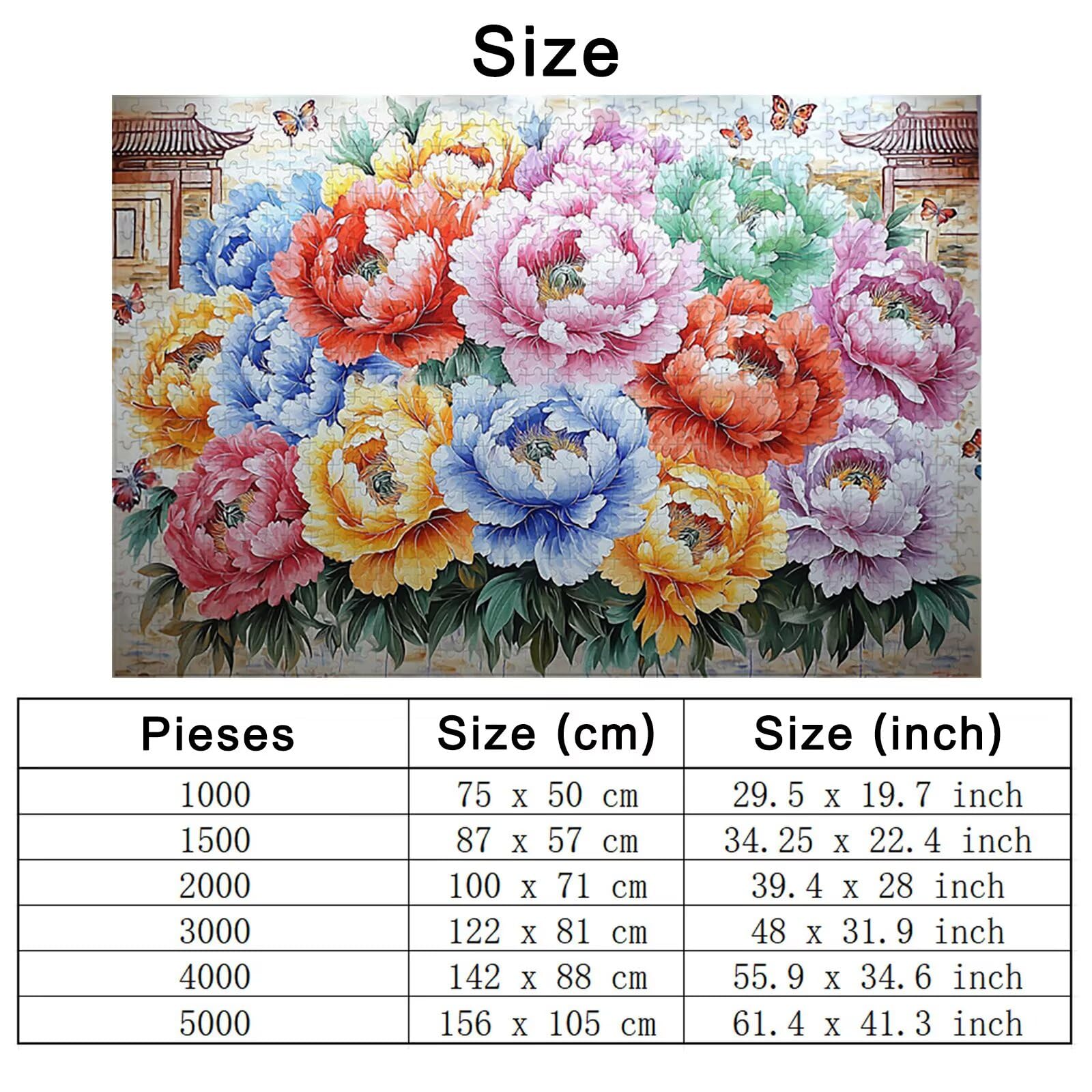Puzzle 5000 sztuk dla dorosłych, Puzzle piwonia z pudełkiem dla dorosłych, DIY drewniane puzzle, wyzwanie puzzle dla całej rodziny, oryginalne prezenty dla kobiet, prezent dla mężczyzn, temat: retro R