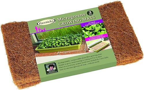 Tierra Garden Haxnicks Alfombrillas de cultivo para microverdes, paquete de 3, almohadilla microverde biodegradable, alfombrilla de cultivo para