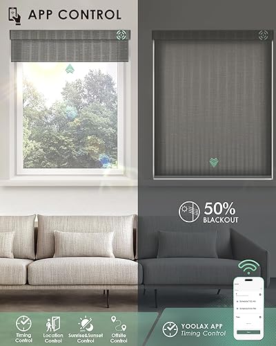 Miniatura 3 de Yoolax Persianas motorizadas con control remoto, persianas inteligentes de filtrado de luz compatibles con Alexa Google Home, persianas automáticas