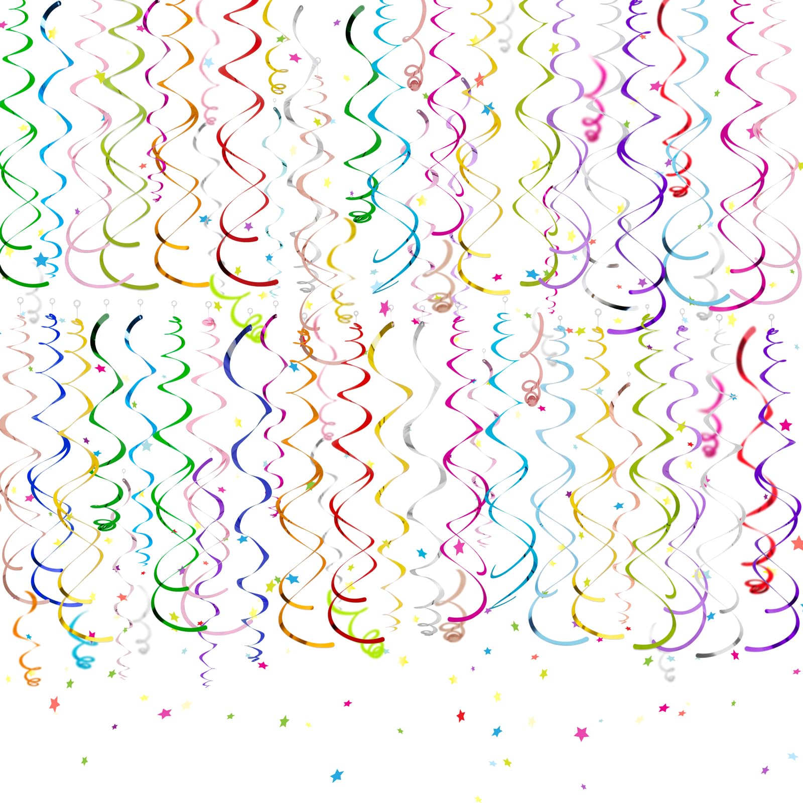 ORG 36Pcs Colorful Hanging Swirl Party Decorations Hanging Decor from Ceiling Foil Plastic Birthday Streamers Decorations for Party Anniversary Wedding Graduation Celebration (Muticolor)