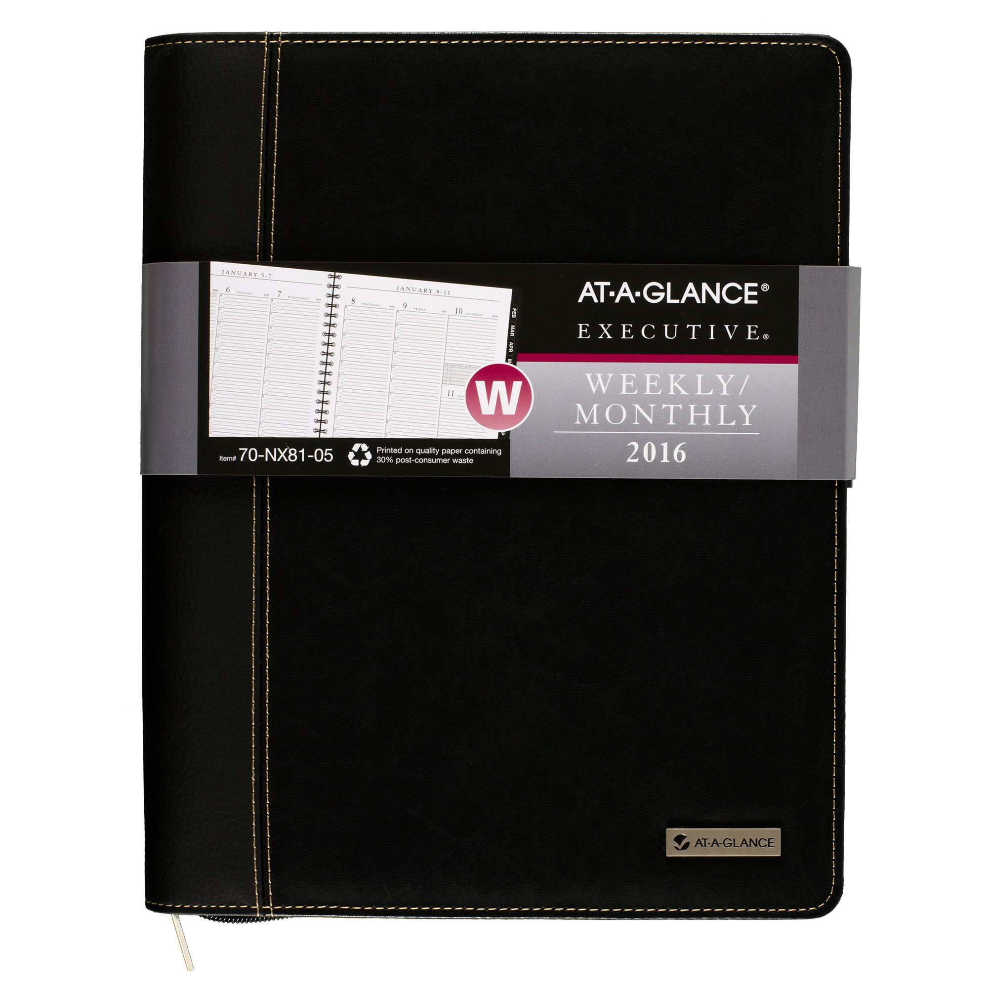 AT-A-GLANCE 2020 Weekly & Monthly Planner/Appointment Book, 8-1/4" x 11", Large, Executive, Black (70NX8105) Large