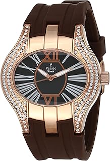 ساعة فينيس V8064-IPR-C مزينة بفصوص بلونين بسوار من الستانلس ستيل للنساء - بني, بني، انالوج